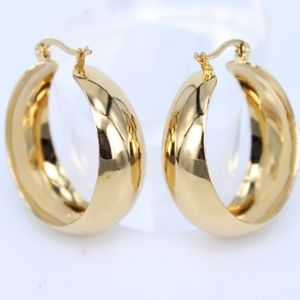 18K YELLOW GOLD 2" ROUND CHUNKY HOOP EARRINGS